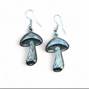 Silver Mushroom Earrings